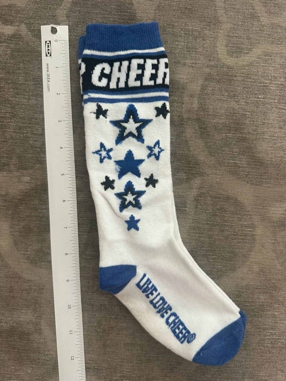 Girls CHEER calf-knee high socks royal blue & white